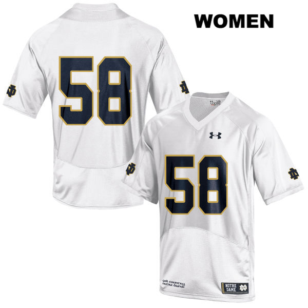 Women's NCAA Notre Dame Fighting Irish #58 Darnell Ewell Stitched College Under Armour Authentic White No Name Football Jersey AM10E00FE